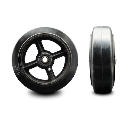 Service Caster SCC - 8" Rubber on Cast Iron Wheel Only w/Roller Bearing-1/2" Bore-650 lbs Cpty SCC-RSR820